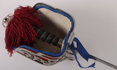 A George 5th Officers Scottish basket hilt broadsword of the Royal Scots Fusiliers by HENRY WILKINSON PALL MALL LONDON No.58263 - 4