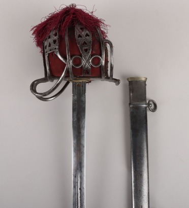 A scarce Victorian Officers basket hilt broadsword of the Highland Light Infantry (Borderers)