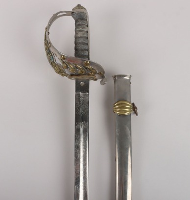 A George 5th 2nd Life Guards Officers Dress Sword of Lieutenant Arthur George Murray-Smith, 1914 Prisoner of War Casualty