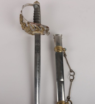 A George 5th Royal Horse Guards Officers Dress Sword by Wilkinson Sword Co. Ltd. Attribute to Lt. Col. Malcolm Archibald Albert Little, Royal Horse Guards (The Blues), died of wounds 5th October 1944