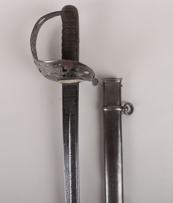 An Edward 7th Officers Sword of Lieutenant L H Hawkins the 1st King’s Dragoon Guards, K.I.A. 2nd November 1914