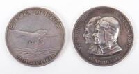 2x German 1920’s Silver Aviation Medallions to Commemorate the First Transatlantic Flight from East to West in a Fixed Winged Aircraft