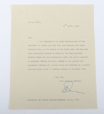 Superb Second World War Distinguished Service Cross and Second Award Bar Meal Group of Seven Attributed to Commander Harold Bernard Samways Whose First Award Was for Service on H.M.S. Onslow for Convoy J.W.51B in December 1942 in What Became Known as the - 12