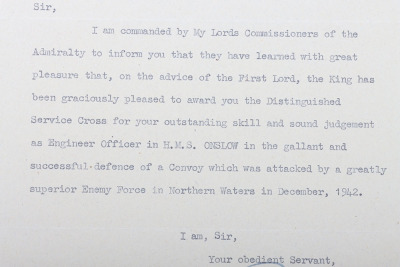 Superb Second World War Distinguished Service Cross and Second Award Bar Meal Group of Seven Attributed to Commander Harold Bernard Samways Whose First Award Was for Service on H.M.S. Onslow for Convoy J.W.51B in December 1942 in What Became Known as the - 13