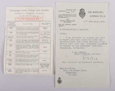 A Poignant May 1940 Bomber Command Killed in Action Medal Group of 3 to an Air Gunner Who Was Lost During the Raid on Waalhaven Airfield on 10th May 1940, The Day That Marked the Start of the German Blitzkrieg Through the Low Countries - 5