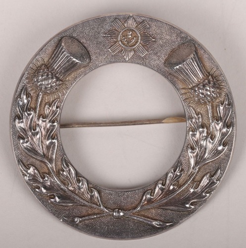 Rare Hallmarked Silver Scottish 42nd Highlanders Plaid Brooch