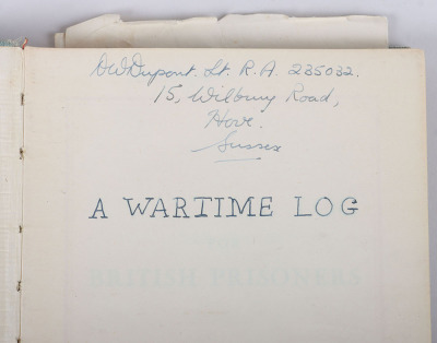 WW2 British YMCA Prisoner of War Log Book of Lieutenant D W Dupont Royal Artillery - 2