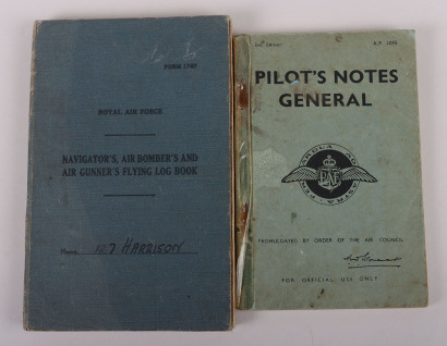 Royal Air Force Navigators Log Book of Navigator G Harrison RAF