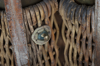 WW1 German Wicker Shell Carrier and Three Brass Shell Cases - 3