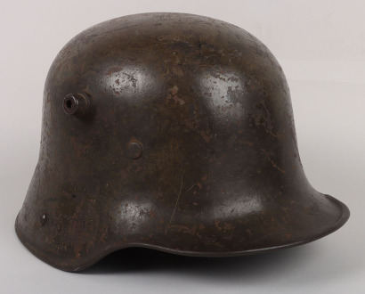 WW1 German M-16 Battle Damaged Steel Combat Helmet