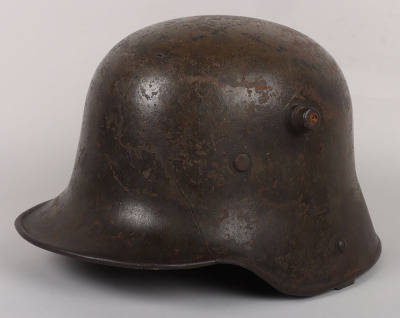 WW1 German M-16 Battle Damaged Steel Combat Helmet - 3