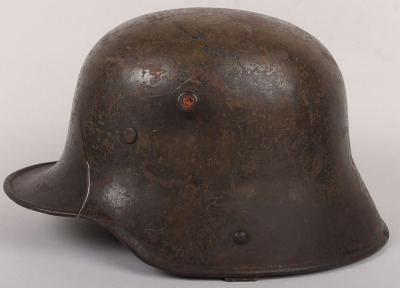 WW1 German M-16 Battle Damaged Steel Combat Helmet - 4