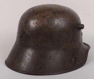 WW1 German M-16 Battle Damaged Steel Combat Helmet - 8