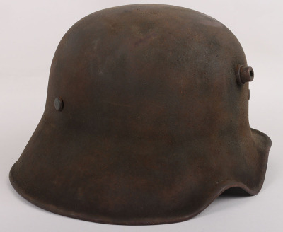 Rare WW1 German M-18 Ear Cut Out Steel Combat Helmet - 3