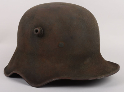 Rare WW1 German M-18 Ear Cut Out Steel Combat Helmet - 11