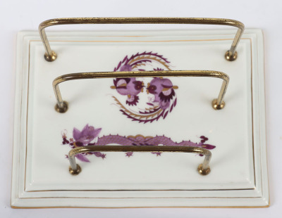 Hermann Goring Meissen Desk Set and Document Blotter Folder Taken from his Suite at the Haus Elephant in Weimar - 55