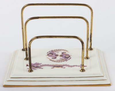 Hermann Goring Meissen Desk Set and Document Blotter Folder Taken from his Suite at the Haus Elephant in Weimar - 59