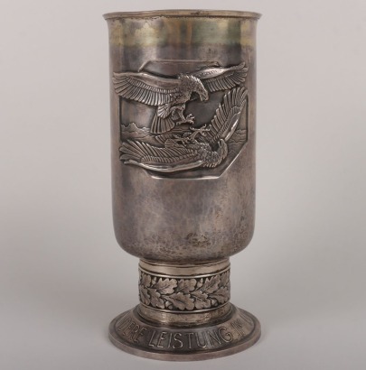 WW2 German Luftwaffe Battle of Britain Honour Goblet (Ehrenpokal) in Silver for Outstanding Achievement in the Air Awarded to Major Franz Behrendt, II./ Kampfgeschwader 77, Awarded on 12th August 1940