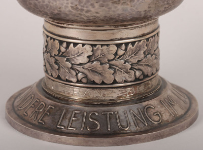 WW2 German Luftwaffe Battle of Britain Honour Goblet (Ehrenpokal) in Silver for Outstanding Achievement in the Air Awarded to Major Franz Behrendt, II./ Kampfgeschwader 77, Awarded on 12th August 1940 - 3