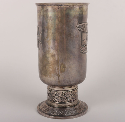 WW2 German Luftwaffe Battle of Britain Honour Goblet (Ehrenpokal) in Silver for Outstanding Achievement in the Air Awarded to Major Franz Behrendt, II./ Kampfgeschwader 77, Awarded on 12th August 1940 - 4