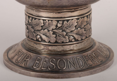 WW2 German Luftwaffe Battle of Britain Honour Goblet (Ehrenpokal) in Silver for Outstanding Achievement in the Air Awarded to Major Franz Behrendt, II./ Kampfgeschwader 77, Awarded on 12th August 1940 - 5