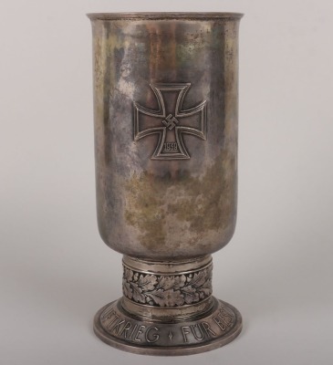 WW2 German Luftwaffe Battle of Britain Honour Goblet (Ehrenpokal) in Silver for Outstanding Achievement in the Air Awarded to Major Franz Behrendt, II./ Kampfgeschwader 77, Awarded on 12th August 1940 - 6