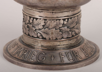 WW2 German Luftwaffe Battle of Britain Honour Goblet (Ehrenpokal) in Silver for Outstanding Achievement in the Air Awarded to Major Franz Behrendt, II./ Kampfgeschwader 77, Awarded on 12th August 1940 - 8