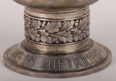 WW2 German Luftwaffe Battle of Britain Honour Goblet (Ehrenpokal) in Silver for Outstanding Achievement in the Air Awarded to Major Franz Behrendt, II./ Kampfgeschwader 77, Awarded on 12th August 1940 - 10