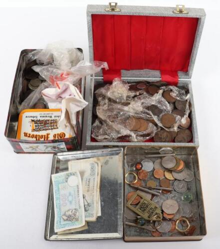 A large selection of 19th and 20th century copper coinage in tins