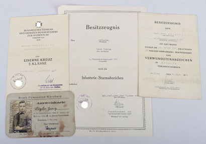 WW2 German Award Documents to Gefr. G. Ziegler, Grenadier regiment 121, 50. Infanterie Division