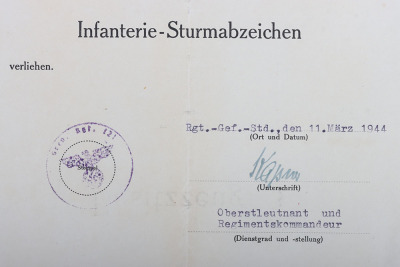 WW2 German Award Documents to Gefr. G. Ziegler, Grenadier regiment 121, 50. Infanterie Division - 7