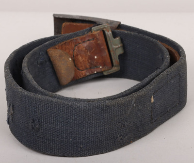 Rare WW2 German Luftwaffe Tropical Blue Canvas Belt & Buckle Set - 2