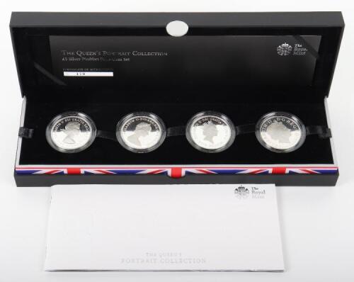 Royal Mint Queen Portrait Collection Four Coin silver £5 set