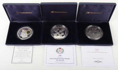 Three Five Ounce silver coins