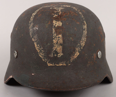 WW2 German Army M-35 Single Decal Steel Combat Helmet - 3