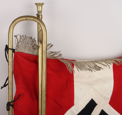 Third Reich Hitler Youth Trumpet Banner & Brass Trumpet - 10