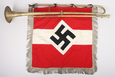 Third Reich Hitler Youth Trumpet Banner & Brass Trumpet - 11