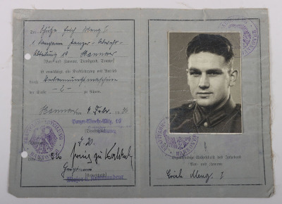 WW2 German Wehrpass to E. Meng, Pz. Jäger Abt 171, KIA in Pompey, France 18.6.1940 - 7