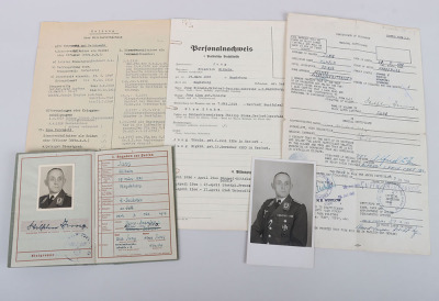 WW2 German Wehrpass to Oberstabsintendant Wilhelm Jung with Portrait Photo,