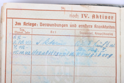 WW2 German Wehrpass to Schirrmeister Wilhelm Müller, Member of Nachrichten Abt 487, Pz. Abw. 22 - 8