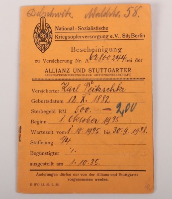 Large WW2 German Document Grouping to Dr. Peitschke and his wife Susanne, NSDAP, NS-Frauenschaft, NSKOV, DAF - 12