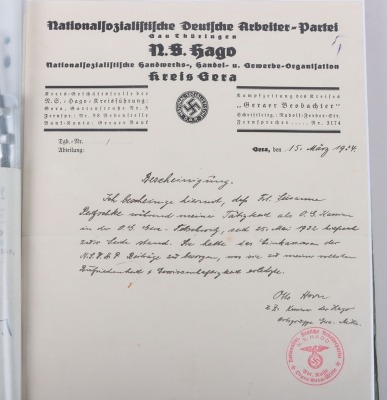 Large WW2 German Document Grouping to Dr. Peitschke and his wife Susanne, NSDAP, NS-Frauenschaft, NSKOV, DAF - 15