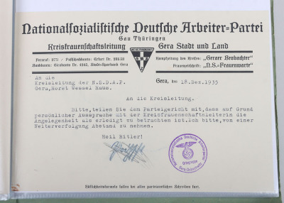 Large WW2 German Document Grouping to Dr. Peitschke and his wife Susanne, NSDAP, NS-Frauenschaft, NSKOV, DAF - 17