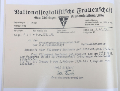 Large WW2 German Document Grouping to Dr. Peitschke and his wife Susanne, NSDAP, NS-Frauenschaft, NSKOV, DAF - 18