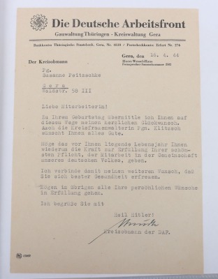 Large WW2 German Document Grouping to Dr. Peitschke and his wife Susanne, NSDAP, NS-Frauenschaft, NSKOV, DAF - 20