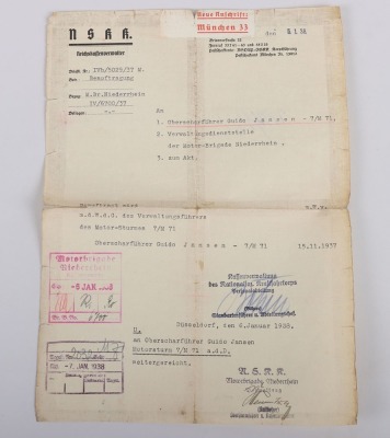 Third Reich NSKK Document Grouping to NSKK-Sturmführer G. Jansen - 4