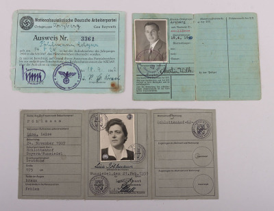 Third Reich NSDAP Party Book & Paperwork Group to E. Pöhlmann with 1933 NSDAP Entry, - 12