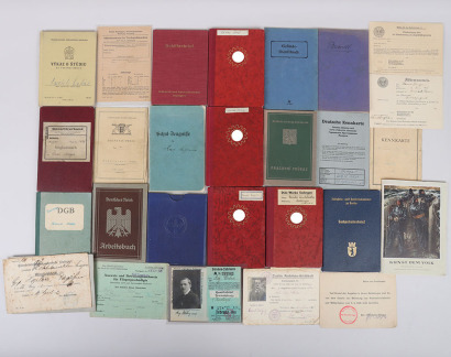 Large Grouping of Several German Passes, Cards, Identity Books, Ausweisse,.. 24 Pieces in Total