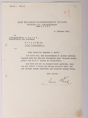 Period Letter by SS-Brigadeführer (Gauleiter) Hans Krebs to SS-Brigadeführer von Herff 1943