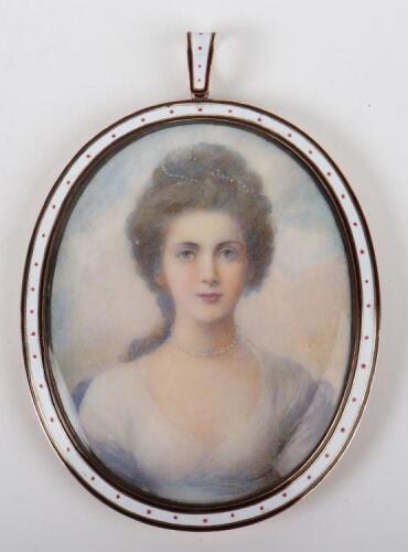 A 19th century miniature bust portrait of a lady, on ivory